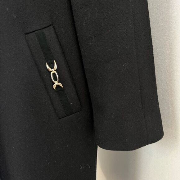 Vintage Fennelli Paris Women's Med Black 100% Virgin Wool Long Overcoat Jacket - Picture 3 of 16